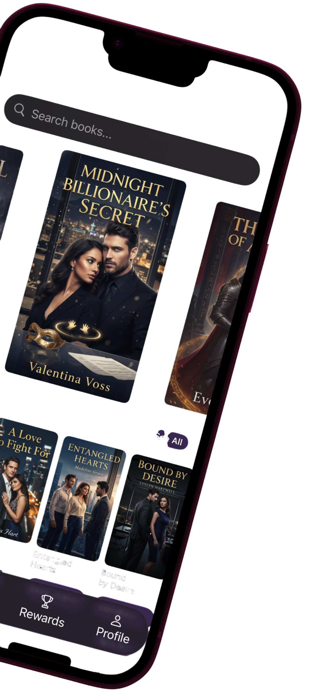 Novelio search and book shelf screen